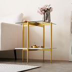 LumFurn Square Glass End Table, Mid-Century Modern Design Sofa Table, - Image 7