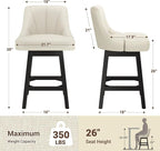 YaFiti Swivel Bar Stools with Backs, Linen Fabric Extra Upholstered Counter - Image 3