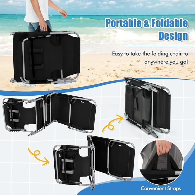 Goplus Tanning Chair, Folding Adjustable Patio Lounge Chair - Image 7