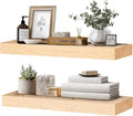24x8x1.6 inch Floating Shelves Set of 2 – Solid Wood Rustic Wood Wall Mounted by YLYHSST