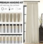 MIULEE Cream Pinch Pleated 100% Blackout Linen Curtains 40x63 Inches | Room - Image 8