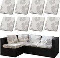 8Pcs Outdoor Cushion Covers, Elastic Patio Cushion Covers | Washable, by dreahoteztil