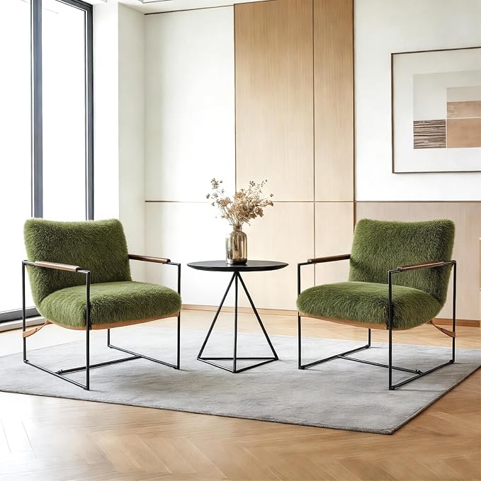 VINGLI 28" Wide Plush Upholstery Sling Modern Accent Chairs Set of 2, Cute by VINGLI