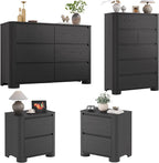 YANSNWO Minimalist Dresser and Nightstand Sets 4 Piece Bedroom Set, Wide & Tall by YANSNWO