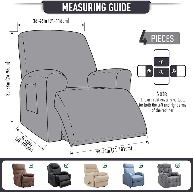 TAOCOCO Oversized Recliner Chair Covers, 1 Seater Streach Recliner Covers Soft - Image 4