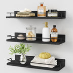 Forbena Black Floating Shelves for Wall, Bahtroom Wall Shelves Over Toilet by Forbena