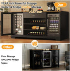 HSH Long Bar Cabinet with Fridge Space, Modern Wood Coffee Wine Liquor Cabinet - Image 3