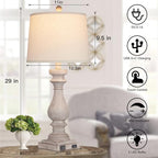 Cinkeda 29" Tall Table Lamp for Living Room Set of 2, Vintage Bedside - Image 4