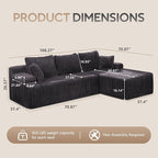 Hobestluk Modular Sectional Sofa Couches L-Shape Couch 3 Seat Modular Sofa - Image 2