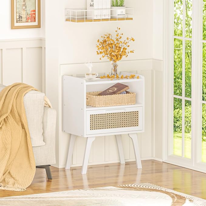 Lerliuo Rattan Nightstands Set of 2, Bedside Table - Image 7
