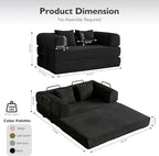 59in Convertible Sofa Bed, Corduroy Boneless Couch Bed, Futon Sleeper Sofa Pull - Image 2