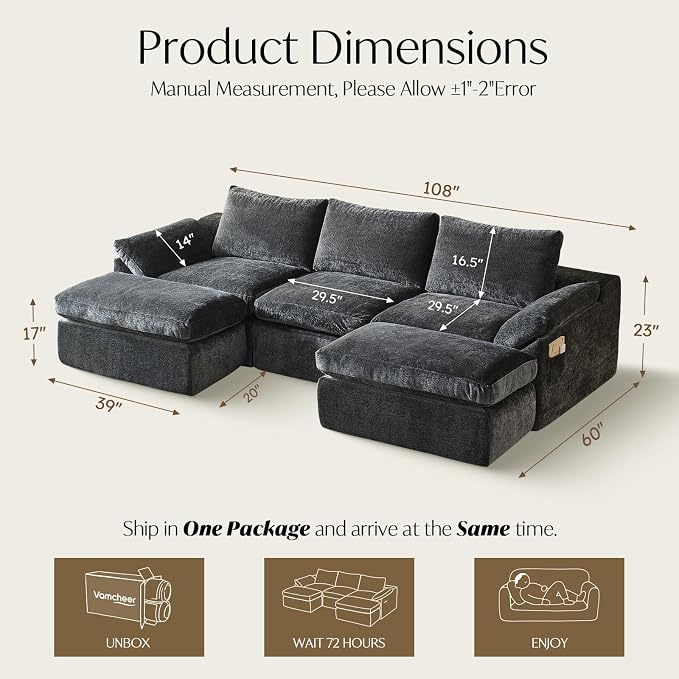 Vamcheer U Shaped Cloud Couch - Image 2