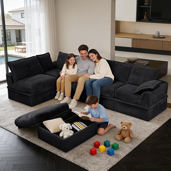 Upgrade Boneless Couch with Storage, Extra Deep&High Seat Modular Sectional - Image 2