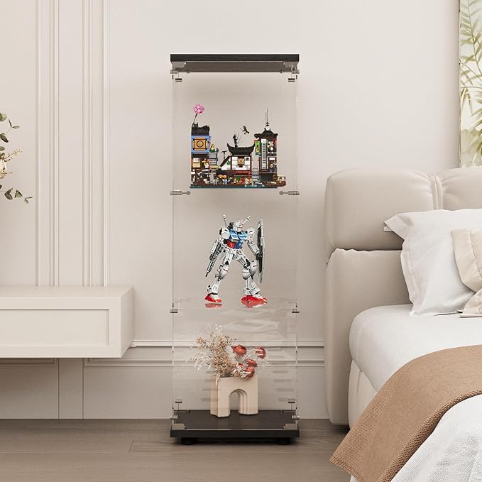 Display Cabinet with Glass Door and Lock, 3-Shelf Fast Installation Curio - Image 6