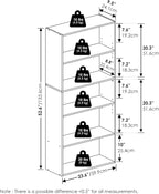 Furinno Jaya Book Shelf, 5-Tier Bookshelf, 52 Inch Tall Standing Bookcase - Image 2