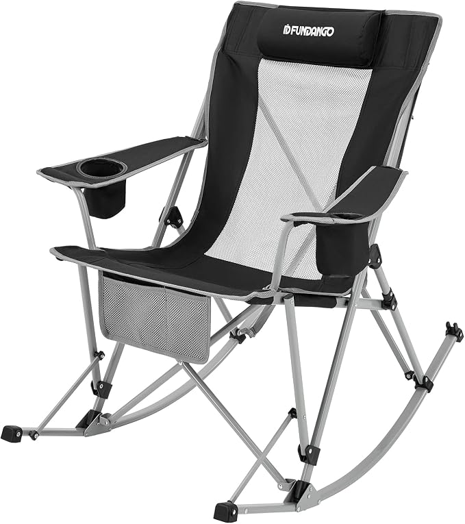 FUNDANGO Rocking Camping Chair, High Mesh Back Portable Folding Camp Chairs - Image 5