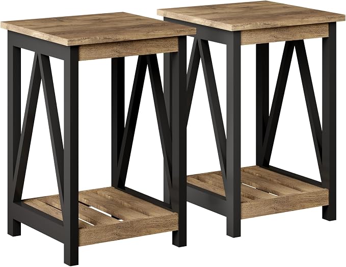 ChooChoo Farmhouse End Table, Rustic Vintage End Side Table by ChooChoo