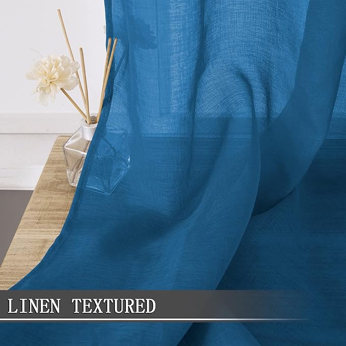 Tollpiz Sheer Tier Curtain Linen Textured Half Kitchen Curtains Sheer Light - Image 2