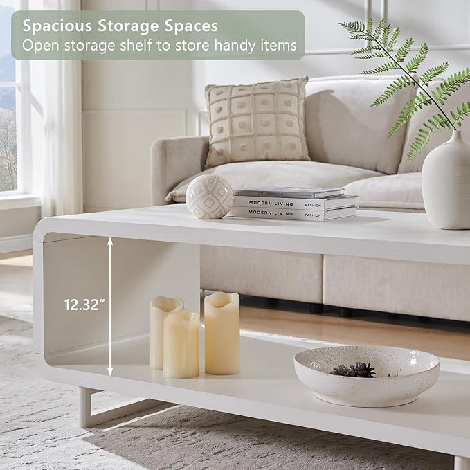 IFGET 48" Modern Coffee Table, 2-Tier Minimalist Center Table - Image 5