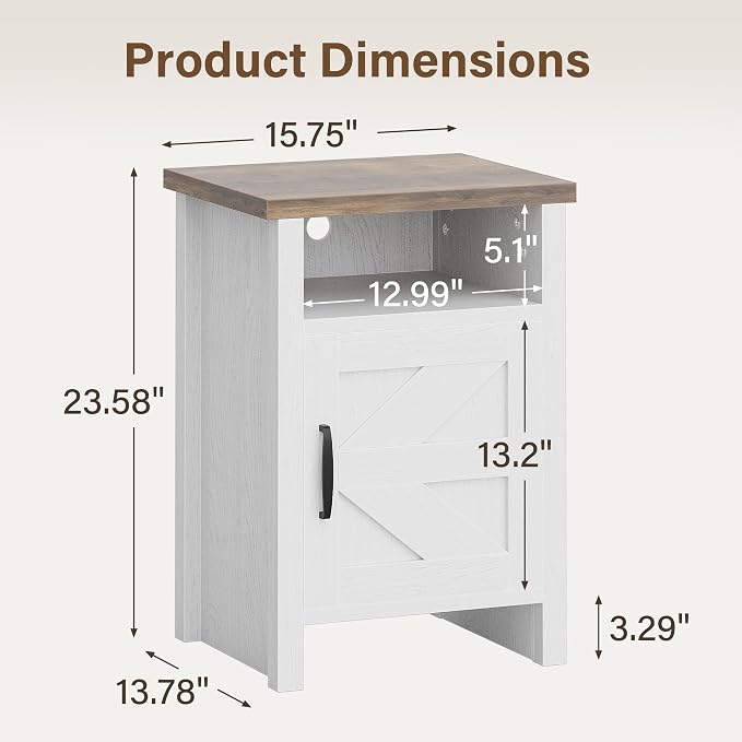 JUMMICO Farmhouse Nightstand, Modern Bedside Table - Image 7