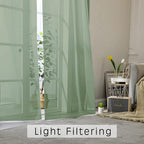 Sage Green Sheer Curtains 36 Inches 2 Panels Set - Image 5