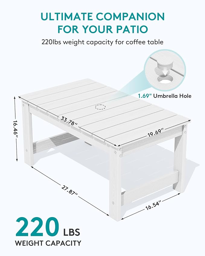 SERWALL 3 Pieces Patio Adirondack Bench Set, 2 Folding Adirondack Bench & 1 - Image 3