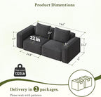 Welzona 75" loveseat Sofa, Comfy Chenille Love Seat, Wood Frame Small Couches - Image 2
