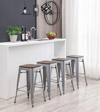 HAOBO Home 30" Backless Metal Counter Stool Height Bar Stools Barstools - Image 8