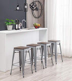 HAOBO Home 24" Backless Metal Counter Stool Height Bar Stools Barstools - Image 9