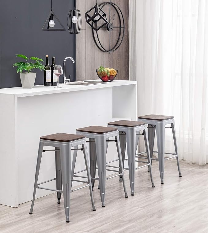 HAOBO Home 24" Backless Metal Counter Stool Height Bar Stools Barstools - Image 9