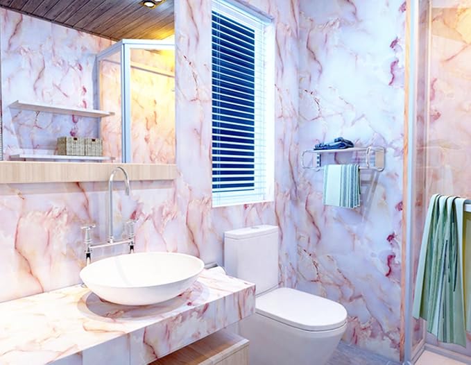 Amhao Amber Pink Granite Look Marble Effect Counter Top Film Vinyl Self - Image 4