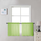 Chyhomenyc Sheer Lime Tier Curtains 24 Inch Length Set, Small Window Kitchen by Chyhomenyc