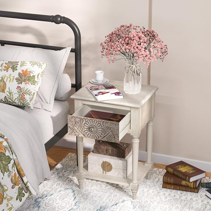SUNBURY Vintage Nightstand Set of 2, Wood Small Bedside Table - Image 6