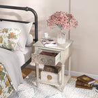 SUNBURY Vintage Nightstand Set of 2, Wood Small Bedside Table - Image 6