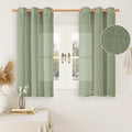 Sage Green Linen Curtains for Windows 2 Panels Set, 48 Inch Linen Textured by LAMIT
