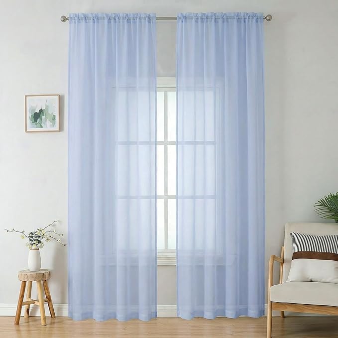 Sheer Curtains 96 inches Long 2 Panels Set by OWENIE