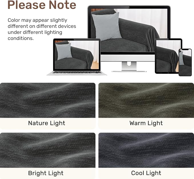 2 Pieces Sectional Couch Covers L Shaped Cover XXXL Charcoal Gray | Thick - Image 8