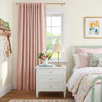 INOVADAY Extra Wide 100% Blackout Linen Curtains 102x108 Blush Pink | Linen - Image 6