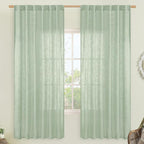 Fresh Green 72 inch Linen Textured Curtains by LAMIT