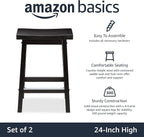 Amazon Basics Solid Wood Saddle-Seat Counter Height Bar Stools - Image 3