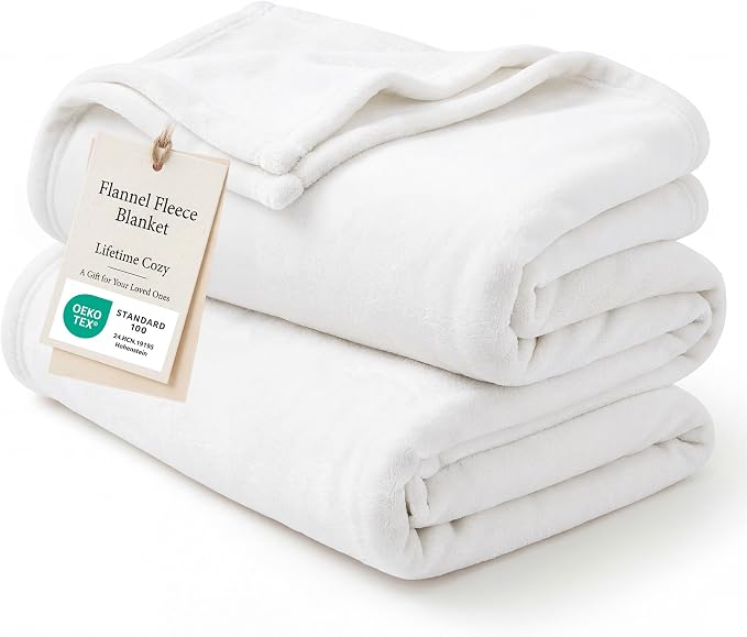 Bedsure GentleSoft Fleece Throw XL Blanket White by Unknown