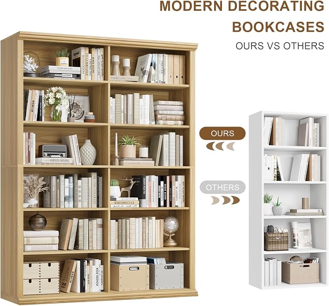 Rresyet 71.8" L *47.2“W Wooden Bookcase and Bookshelf – Extra Large Bookshelf - Image 5