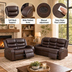 Recliner Sofa Set 2 Piece Living Room Furniture Set Couch Sectional Leather - Image 4