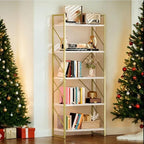 DWVO Gold Bookshelf, Modren 5 Tier Bookcase, Storage Shelves Organizer Standing by DWVO