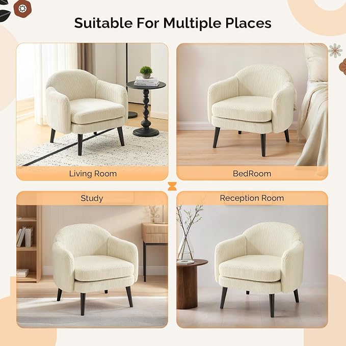 VINGLI 30.3" Wide Modern Barrel Accent Armchair - Image 7