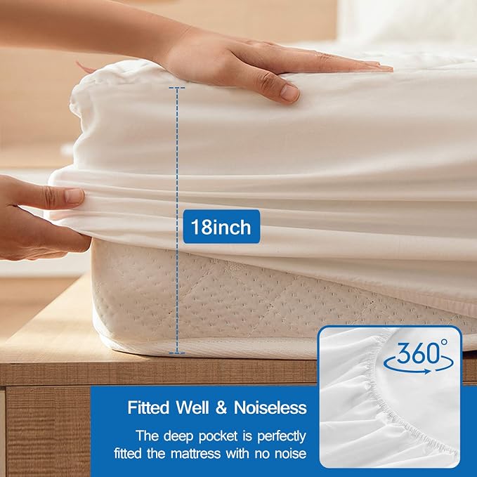 Full Mattress Pad Waterproof Mattress Protector, Quilted Full Size Mattress - Image 4