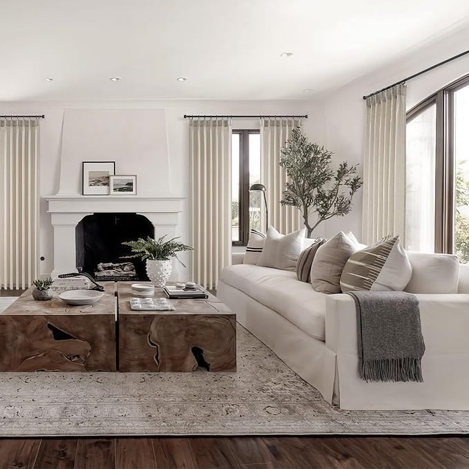 Topfinel Oatmeal Pinch Pleated Linen Curtains 105 Inch Length 2 Panels - Image 7