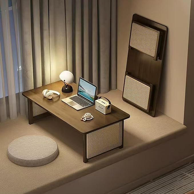 Japanese Floor Table Bamboo Folding Coffee Table Portable Solid Wood Japanese - Image 4