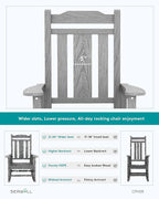 SERWALL Oversized Rocking Chair Set of 4 Outdoor, HDPE Outdoor Rocking Chair - Image 5