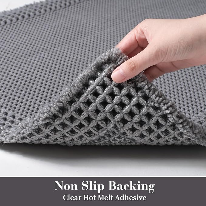 RESARE Waffle Bath Mat for Bathroom, Non Slip Bathroom Rugs 17x24 Dark Grey | - Image 4